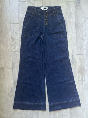 Pilcro and the Letterpress Wide-Leg High-Rise Jeans with Button Fly Size 25